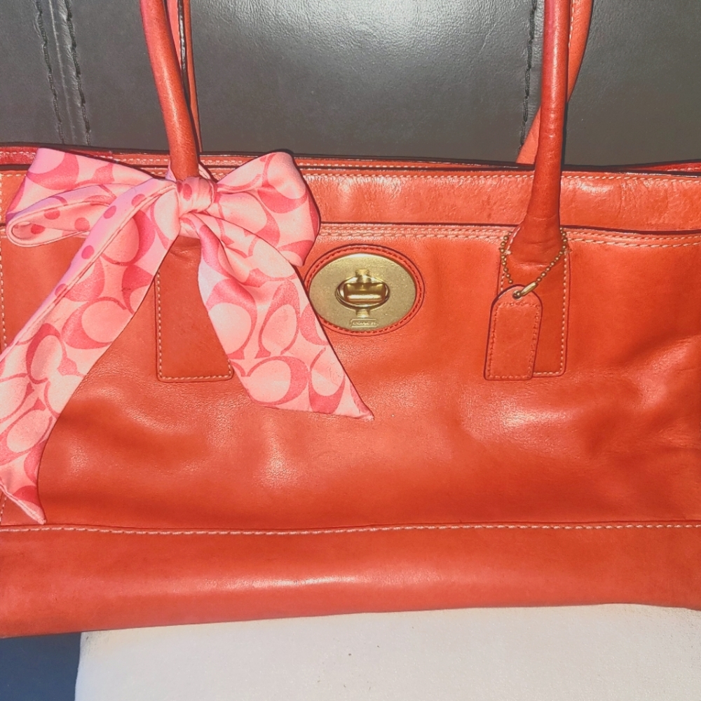 Coach leather bag orange